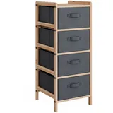 Vicco Kommode Bruno Grau 35 x 86 cm mit 4 Stoffschubladen