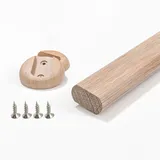 Kit ovale Kleiderschrankstange 1 Stück Kleiderstange - Hölzern Schrank-Stange Schrankrohr | Länge 400-1200 mm | Stange für Garderobe und Nische (Color : Beech, Size : 90cm/35.4Inch)