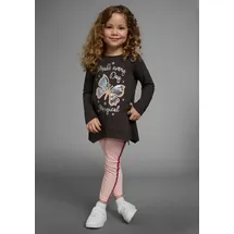 Kidsworld Langarmshirt & Leggings in rosa/anthrazit | Gr.: 92/98,