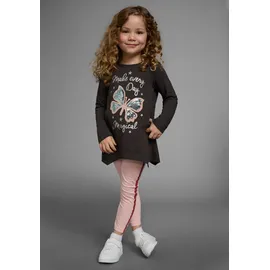 Kidsworld Langarmshirt & Leggings in rosa/anthrazit | Gr.: 92/98,