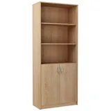 home collective Bücherregal mit 5 Ebenen und 2 Türen Mehrzweckschrank Haushaltsschrank, strapazierfähige Laminatplatte, 16 mm dick, mit 4 Einlegeböden, ideal für Schlafzimmer, Wohnzimmer, Flur sonoma