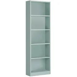 Dmora Buchhandlung Pomona, Hohes Bücherregal mit 5 Regalen, Büro- oder Schlafzimmerregal, Modernes Regal mit Fächern, 52x25h80 cm, Blaugrün