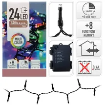 EDM LED-Lichterkette bunt, 24 LEDs, schwarzes Kabel, mehrfarbiges Licht, 2,30 m