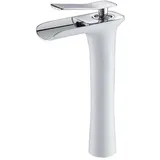 Moderne Wasserfall-waschtischarmatur, Einhebelmischer Für Waschbecken, Warm- Und Kaltwasser Einstellbar, Weiß