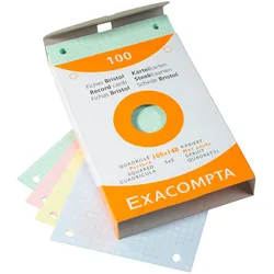 Exacompta 13659E 10x 100er Packung Karteikarten kariert gelocht 105x148mm sortiert - Farben sortiert