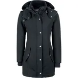 Black Premium by EMP Damen gefütterte schwarze Winterjacke mit abnehmbarer Kapuze und modischen Schulterklappen L - schwarz - L
