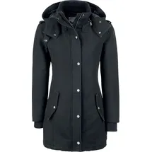 Black Premium by EMP Damen gefütterte schwarze Winterjacke mit abnehmbarer Kapuze und modischen Schulterklappen L - schwarz - L