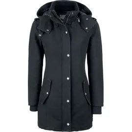 Black Premium by EMP Damen gefütterte schwarze Winterjacke mit abnehmbarer Kapuze und modischen Schulterklappen L - schwarz - L