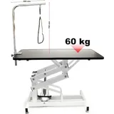 Wiltec Schertisch für Hund Katze, 108x60x55,5-92,5 cm, Trimmtisch hydraulisch, faltbar, Groomer Tisch mit Galgen, Pflegetisch für Tiere
