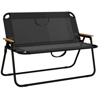 Outsunny Gartenbank, Sitzbank, Klappbare Campingbank, bis 220 kg belastbar, für Camping, Terrasse, Mesh, Schwarz, 108 x 65 x 73 cm
