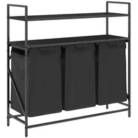 VidaXL Wäschekorb 3 Fächer mit Regalen Schwarze Eiche
