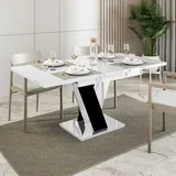 Esstisch Ausziehbar 120-160 cm für 6 Personen Malvi –  Weiß Hochglanz & Schwarz Hochglanz - Weiß/Schwarz