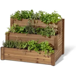 Tchibo - Treppenhochbeet mit 3 Ebenen »Tinus« - 90x70x61cm - schwarz - Holz / Stahl / Polyethylen