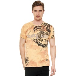 Rusty Neal T-Shirt mit eindrucksvollem Print gelb L