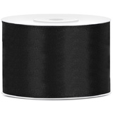 PartyDeco Satin Geschenkband schwarz, 25m 50mm breit