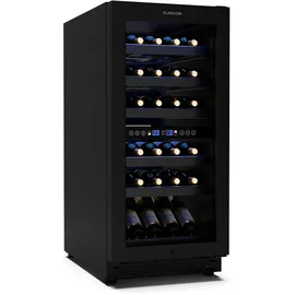 Klarstein Vinovilla 30 Duo Weinkühlschrank 2 Zonen 32 Flaschen, 5-18 °c, Led-touch, Leise 39 dB, Mattschwarz, Einbau, Weinklimaschrank Beleuchtet