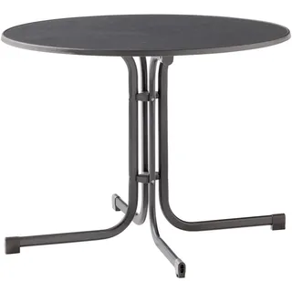 Sieger Boulevard-Klapptisch mit mecalit-Pro-Platte Ø 100 x 72 cm eisengrau/schieferdekor anthrazit klappbar
