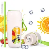 Smoothie Maker to Go 350ml - Tragbarer Mixer mit 12 Klingen und Stroh für Frischen Saft, Smoothies und Shakes, Fresh Juice mixer Flasche mit Reinigungsfunktion, Milchshake Mixer