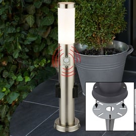 V-Tac Edelstahl Steh Lampe Außen Steckdosen Bewegungsmelder Garten Wege Leuchte silber 8977