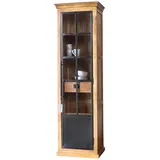 Schrank HOXT 60cm schmal massiv Mangoholz & Eisen Vitrine Industrial Landhaus