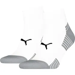 Kurzsocken PUMA "PUMA UNISEX SPORT CUSHIONED QUARTER 2P", Damen, Gr. 43-46, weiß, Materialmix, normal, Socken, Rippenbündchen, optimierte Dämpfung für zusätzlichen Komfort