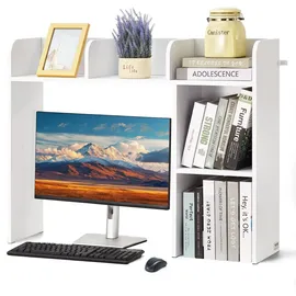 Vevor Schreibtisch Bücherregal 2-stufiger Organizer 94,5 x 24,1 x 73,4 cm Weiß 2 St.