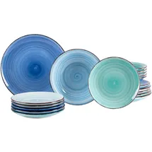 Mambocat Tellerset 18-tlg. Blue Curacao 6 Personen verschiedene Blau-Töne