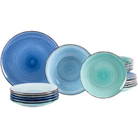 Mambocat Tellerset 18-tlg. Blue Curacao 6 Personen verschiedene Blau-Töne