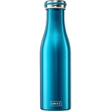 Lurch 240851 Isolierflasche/Thermoflasche für heiße und kalte Getränke aus doppelwandigem Edelstahl 0,5l, wasserblau
