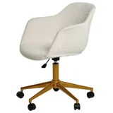 Livetastic Drehstuhl, Gold, Metall, Kunststoff, Textil, Rollen, Rundrohr, 56.5x59x78-87 cm, gepolsterte Armlehnen, Arbeitszimmer, Bürostühle, Drehstühle
