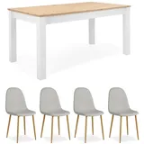 Homestyle4u Esstisch Set 4 Stühle Küchentisch ausziehbar Holztisch - Weiß