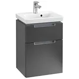 Villeroy & Boch Subway 2.0 Waschbeckenunterschrank für Handwaschtisch für 2 Auszüge Griff chrom, Black Matt lacquer