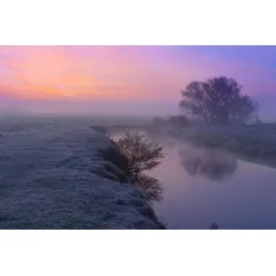 Fototapete PAPERMOON "Fluss in Winterlandschaft", bunt, B:3,50m L:2,60m, Vlies, Tapeten