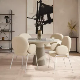 Tectake Stuhl, gepolstert mit Bouclé-Bezug, runde Stahlbeine, Belastbarkeit 120 kg, 61,5 x 62 x 90 cm