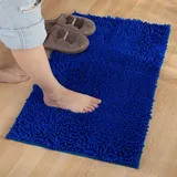 Reyox Badematte Hochflor Chenille rutschfest Vorleger Waschbar Badteppich Badezimmer Wasserabsorbierenden Königsblau 30 x 50 cm