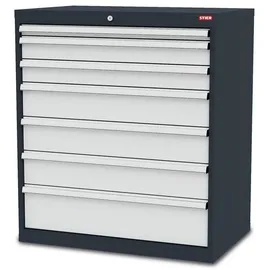 Stier Schubladenschrank Stahl 900x575x1020 mm blau 7 Schubladen