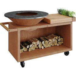 OFYR Plancha Grill Island Corten 100 PRO Teakholz