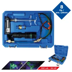 Brilliant Tools UV-Lecksuch-Taschenlampen-Satz, 8-tlg Werkzeug,UV-Leuchte,Lecksuche-Set, Klimaanlage  BT611020