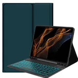 YHFZR Tastatur Hülle für Samsung Galaxy Tab S8 Ultra, [Deutsches QWERTZ] Slim Hülle mit 7 Farben Beleuchtung Kabellose Tastatur mit Schützhülle für Samsung Tab S8 Ultra 14,6'' X900/X906, Grün-A