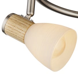 ETC Shop Decken Lampe Schlaf Gäste Zimmer Glas Spot Licht-Schiene Holz Leuchte verstellbar