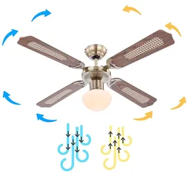 ETC Shop Deckenventilator 106,6 cm Deckenventilator Braun