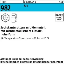 F. REYHER Nchfg. GmbH & Co. KG Sechskantmutter DIN 982 M10 x 1,5 Edelstahl A4 100 Stück