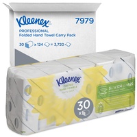 Kleenex Ultra Papierhandtücher 7979 – 30 Papiertücher für Spender Packungen x 124 Falthandtücher, weiß 2-lagig (insges. 3.720 Stück)