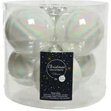 Christmas Decorations Set aus 6 weißen Glaskugeln 8cm glänzend – Elegante Weihnachtsbaumdekoration