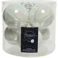 Christmas Decorations Set aus 6 weißen Glaskugeln 8cm glänzend – Elegante Weihnachtsbaumdekoration