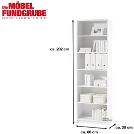 Die Möbelfundgrube Bücherregal 60 x 202 x 28 cm Weiß
