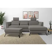 sit&more Ecksofa »Olsen L-Form«, inklusive Sitztiefenverstellung, wahlweise mit Bettfunktion, 15cm hoch grau