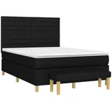 vidaXL Boxspringbett mit Matratze Schwarz 140x200 cm Stoff