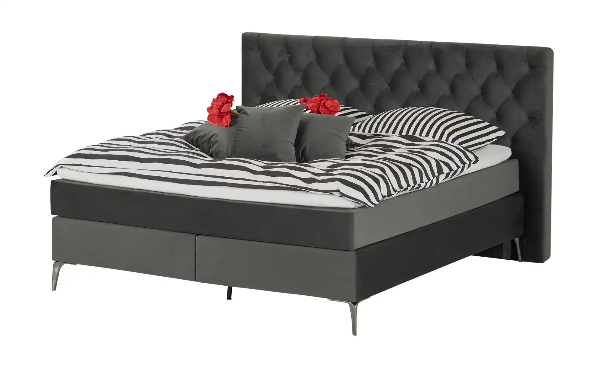 Wohnwert Boxspringbett  Laesa , grau , Maße (cm): B: 180 H: 122