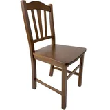 Defibrico - 2x Massivholzstuhl Walnussfarben Dekoriert Rücken 46x51xh.95 Cm